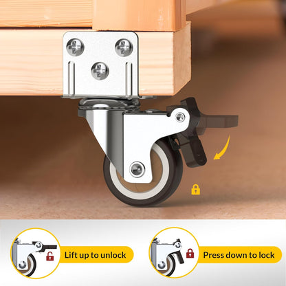 2 inch L-shaped caster with total brake function, shown lock and unlock method -Holkie