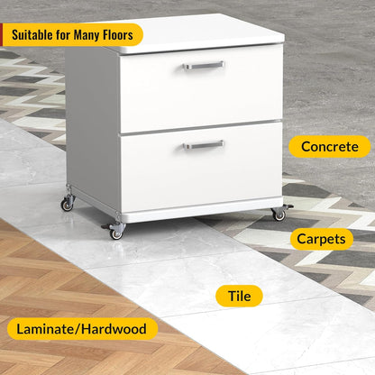 2 inch L-shaped casters, smoothly on wood, tile, and carpet