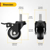 2 in Stem Casters Black Total Lock 3/8