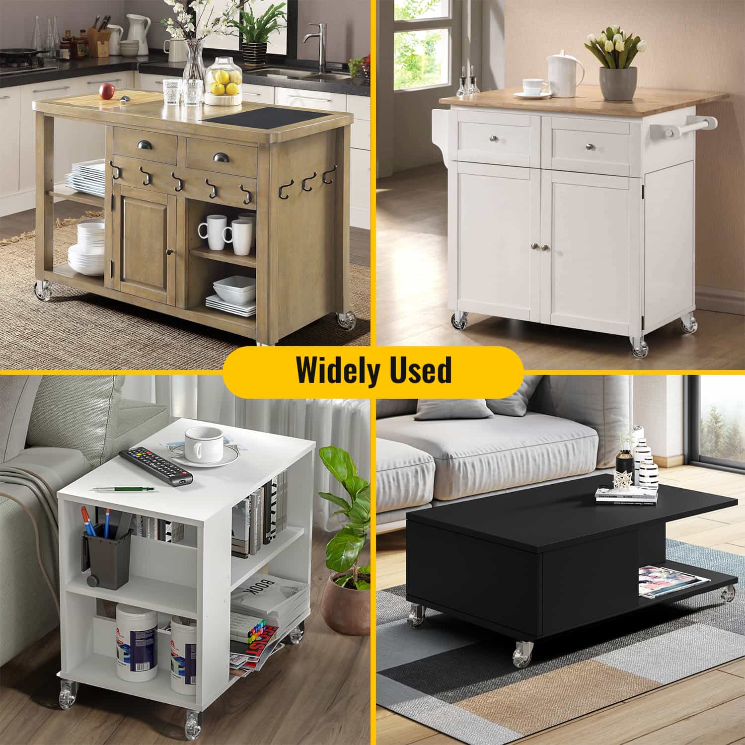 3-inch transparent furniture casters widely used on multiple floor types (hardwood, carpet) - Holkie