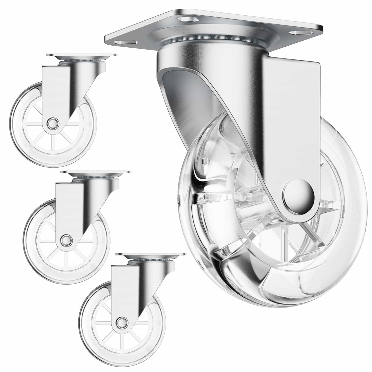 3-inch clear polyurethane plate casters for furniture without brake – Holkie