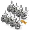 3-inch 8 pack grey industrial stem casters with side brake - 3/8