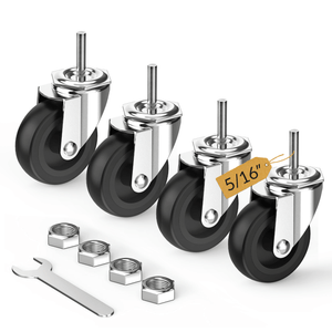 3 inch stem caster wheels with 5/16" -18 threaded stem casters without brake black