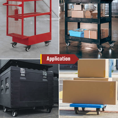 3 in Plate Casters Black with Brake