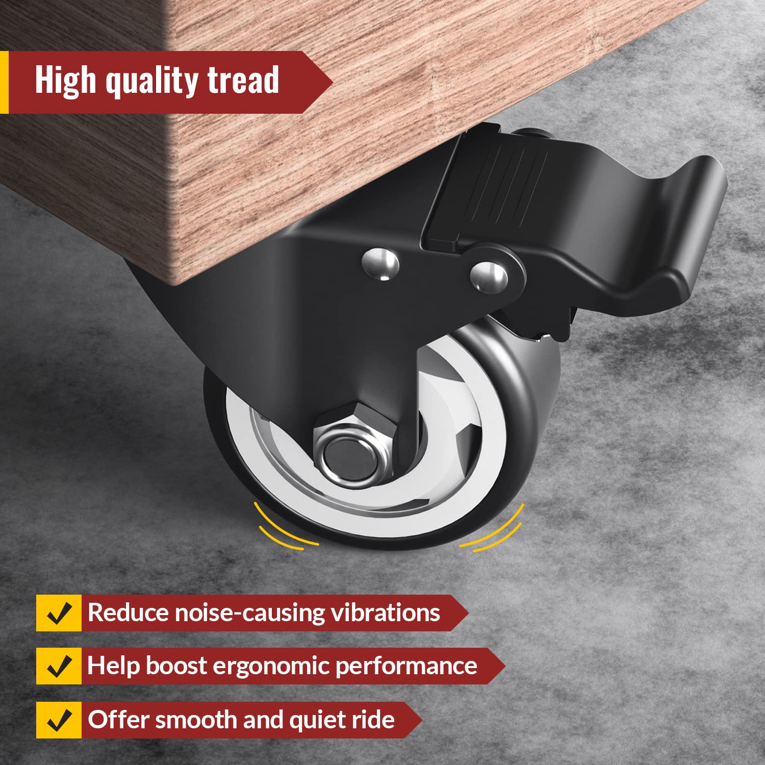 3 in Plate Casters Black with Brake