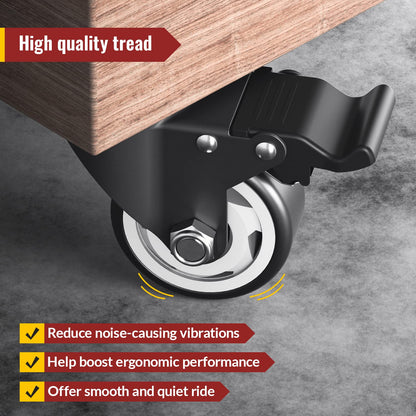 3 in Plate Casters Black with Brake