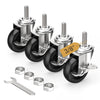 3 in Stem Casters Black Side Brake 3/8