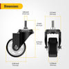 3 in Stem Casters Black without brake 3/8