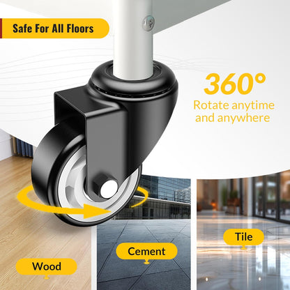 3 in Stem Casters Black without brake 3/8" -16 x 1"