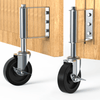 [2 Pack Save more]4 inch gate wheel grey with upgraded spring loaded side brake, swivel caster support for wooden fence and metal gates - Holkie
