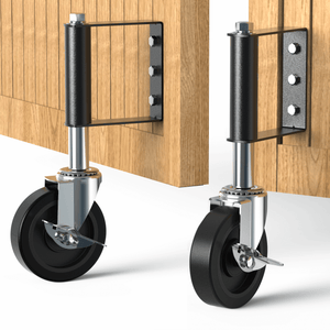 [2 Pack, Save more]4 inch gate wheel with upgraded spring loaded side brake, swivel caster support for wooden fence and metal gates - Holkie