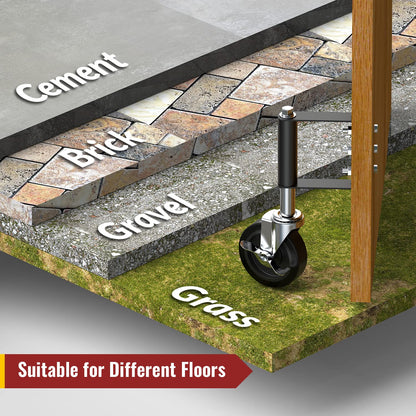 4 inch upgraded spring loaded gate caster with side brake, works on cement, brick, grass, and uneven surfaces - Holkie