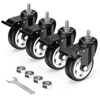 4 in Stem Casters Black Total Lock 3/8" -16 x 1"