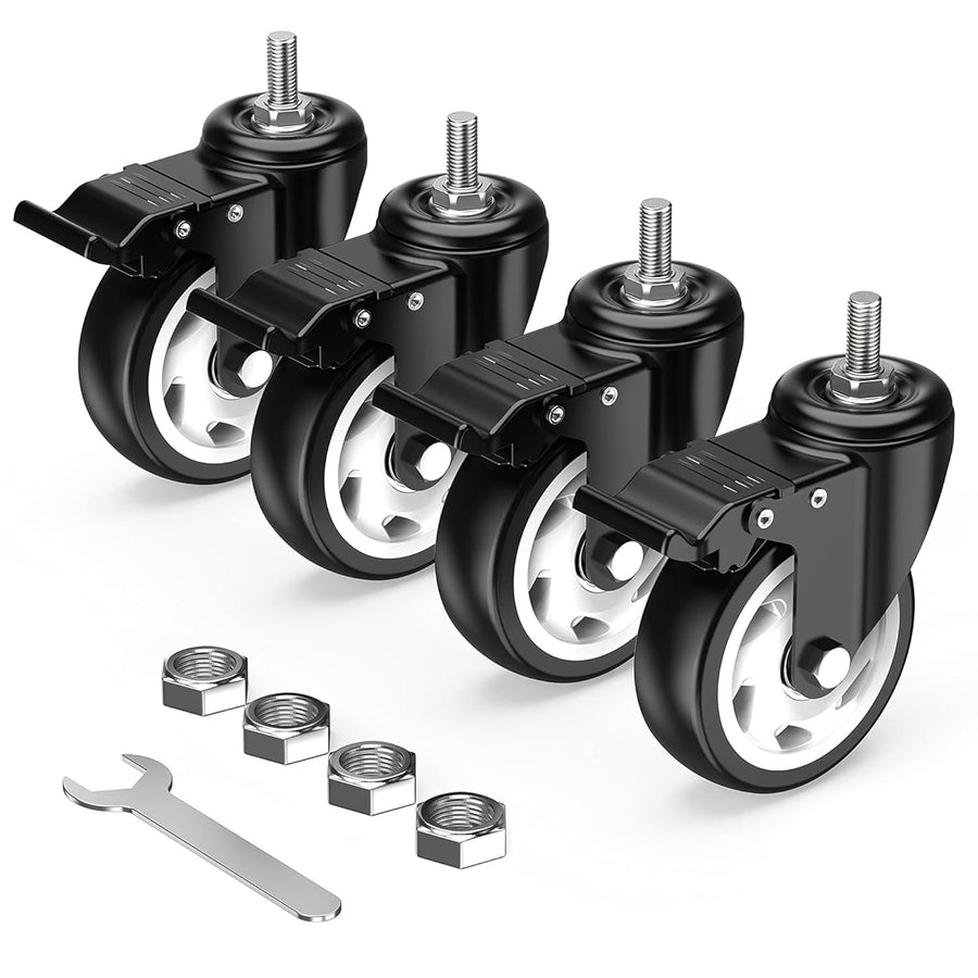 4 in Stem Caster Wheel Black Total Lock 3/8" -16 x 1"