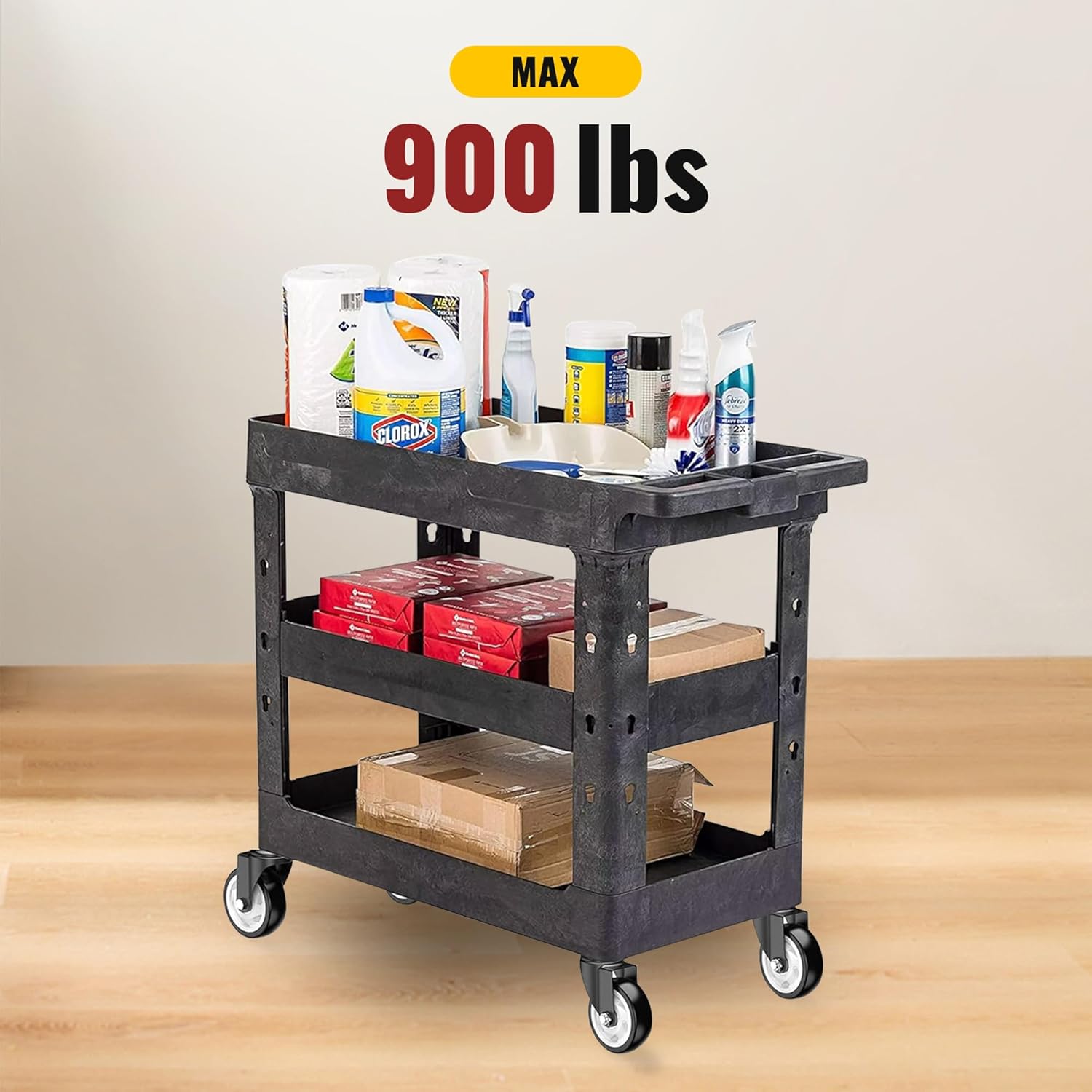 4 in Stem Casters Black without Brake 3/8" -16 x 1"