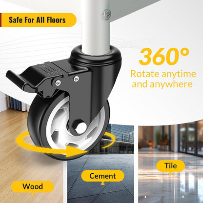 3 in Stem Casters Black Total Lock 3/8" -16 x 1"