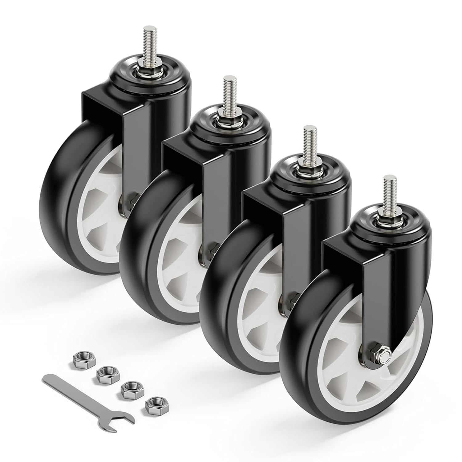 5 inch stem caster no brake 3/8"-16 threaded black - Holkie