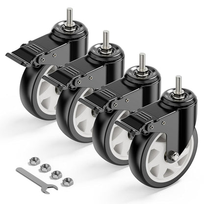 5 inch stem caster total lock 3/8"-16 threaded black - Holkie