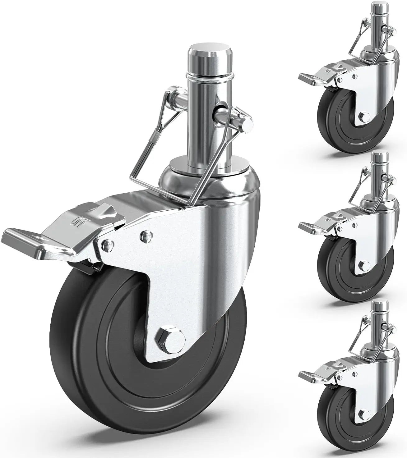 5" Scaffold Caster Wheels with Dual Brake – 1,190 lb Capacity (Set of 4)