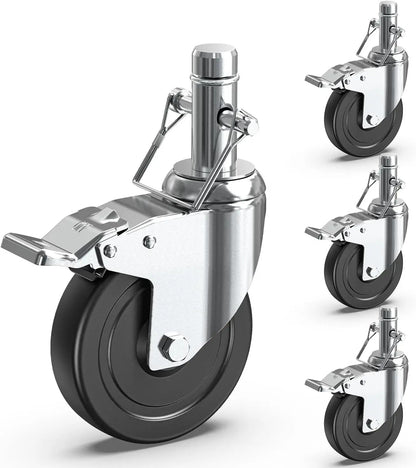 5" Scaffold Caster Wheels with Dual Brake – 1,190 lb Capacity (Set of 4)
