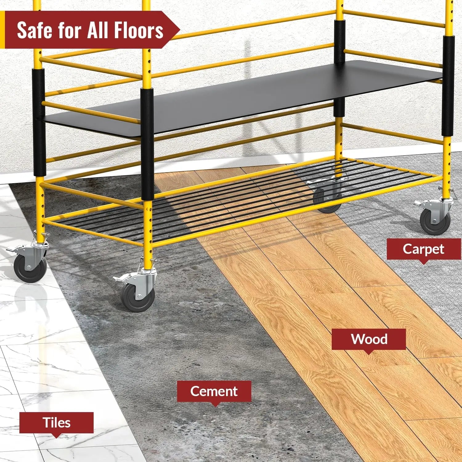 5" Scaffold Caster Wheels with Dual Brake – 1,190 lb Capacity (Set of 4)