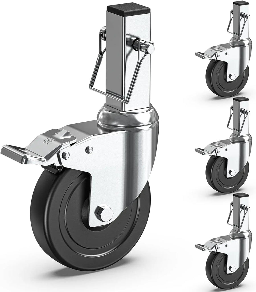 5" Scaffold Caster Wheels with Dual Brake – 1,190 lb Capacity (Set of 4)
