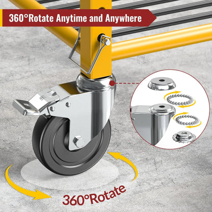 5" Scaffold Caster Wheels with Dual Brake – 1,190 lb Capacity (Set of 4)
