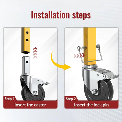 5" Scaffold Caster Wheels with Dual Brake – 1,190 lb Capacity (Set of 4)