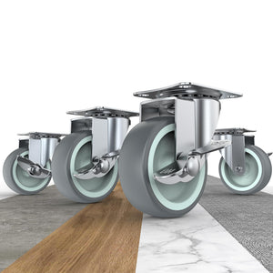 3 in Plate Casters Gray with Side Brake