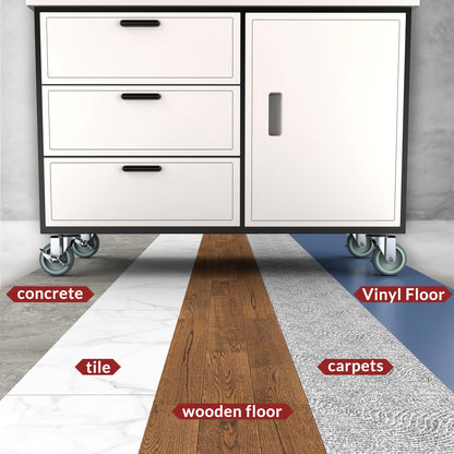 3 in Plate Casters Grey with Side Brake