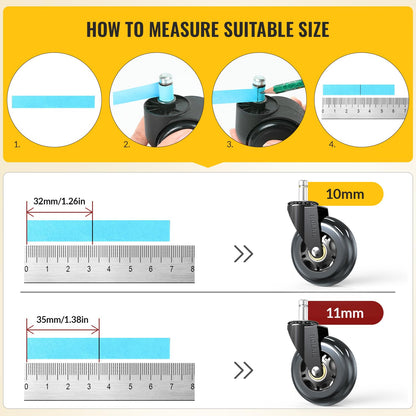 Black Office Chair Wheels 11x22mm