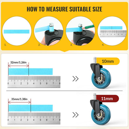 Blue Office Chair Wheels 11x22mm