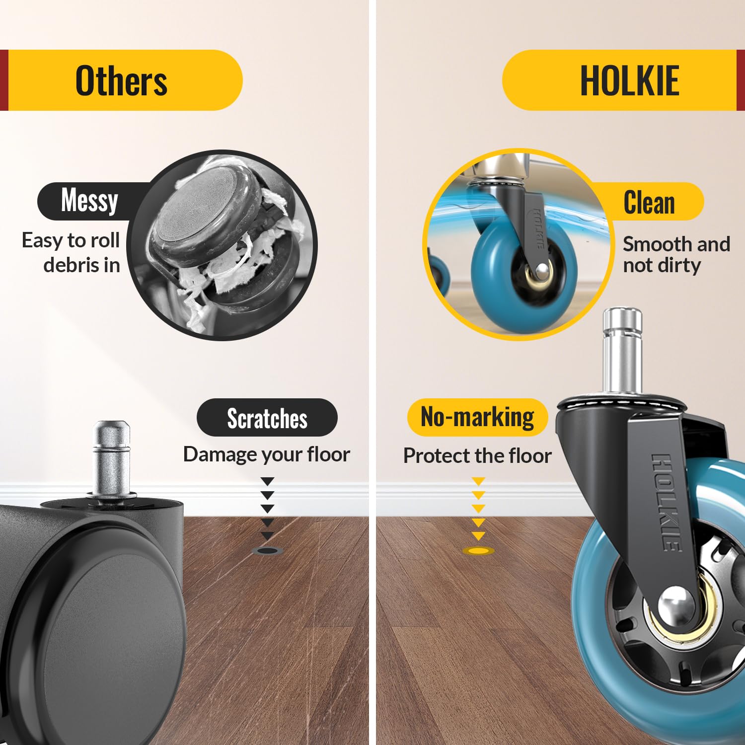 Blue Office Chair Wheels 10x22mm