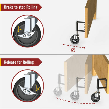 4 in Gate Wheel Heavy Duty Sidebrake 2 Pack
