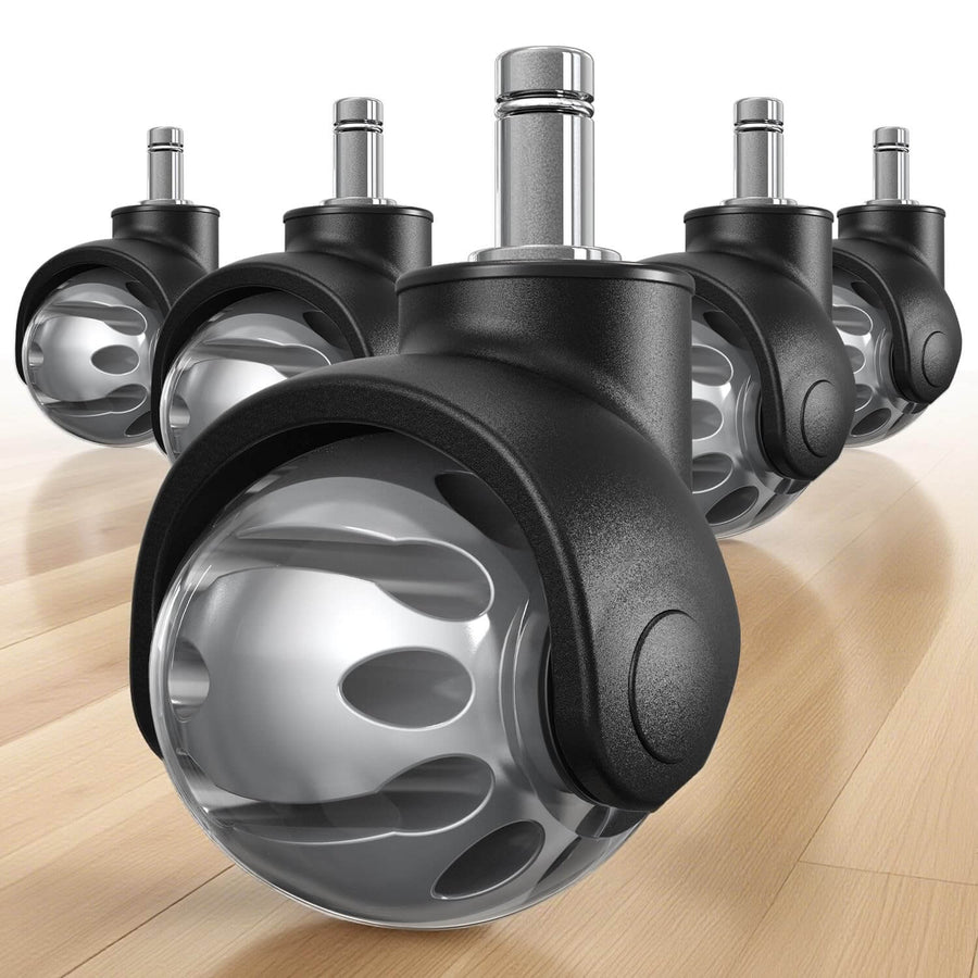 Universal 2-inch Office Chair Wheels Replacement - Heavy Duty Rubber Casters for Hardwood Floors 11x22mm Grip Ring Stem