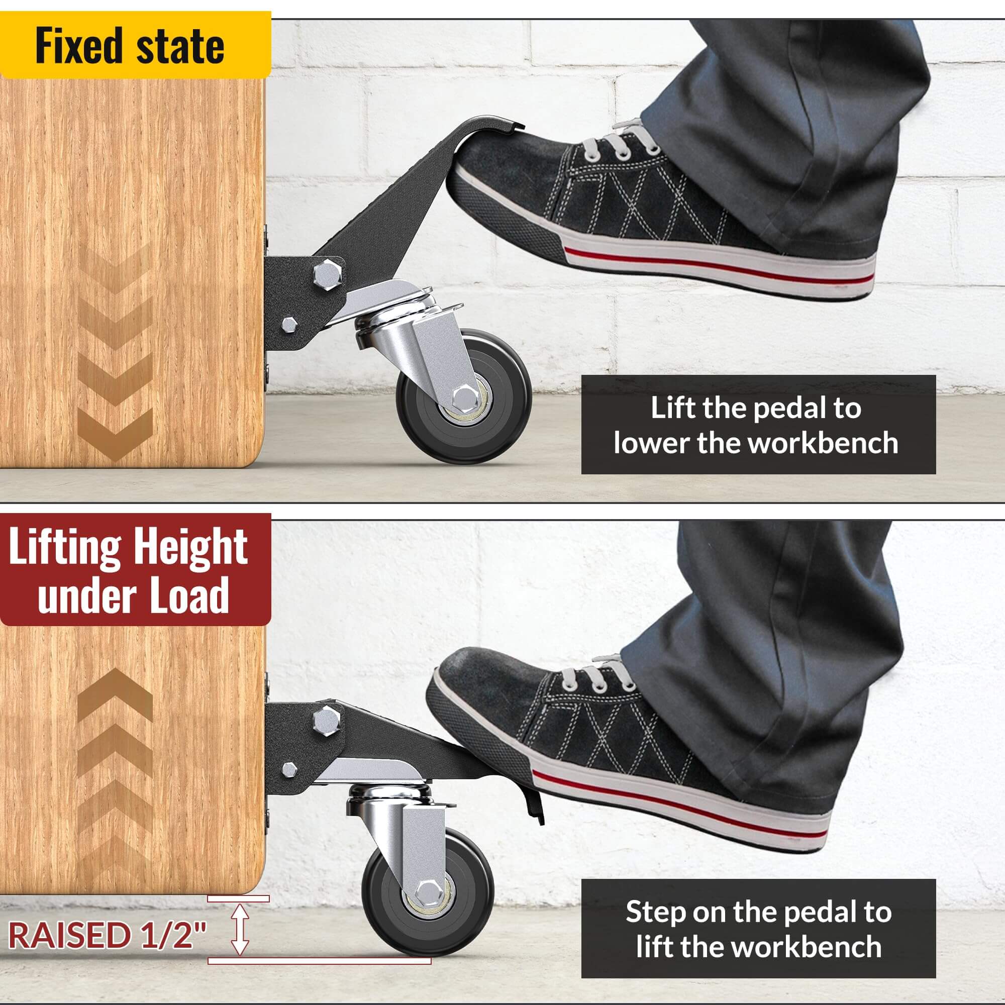 Retractable Casters with Lifting and Lowering Function