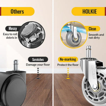 Silver Office Chair Wheels 10x22mm