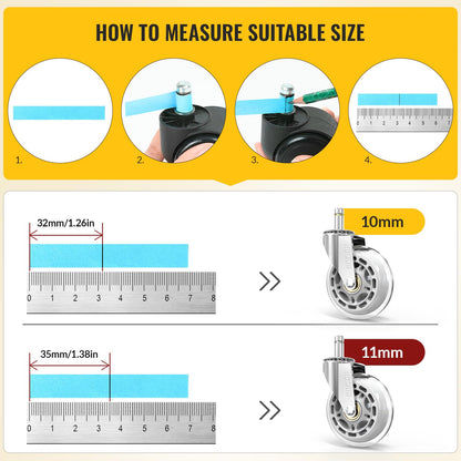 Silver Office Chair Wheels 11x22mm