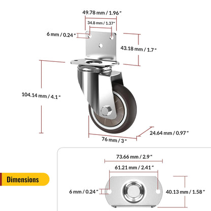 3 in L-Shaped Casters