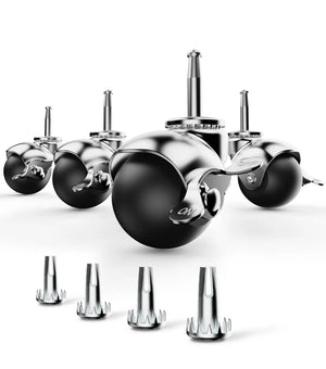ball caster for chairs, grip ring stem, set of 4, chrome