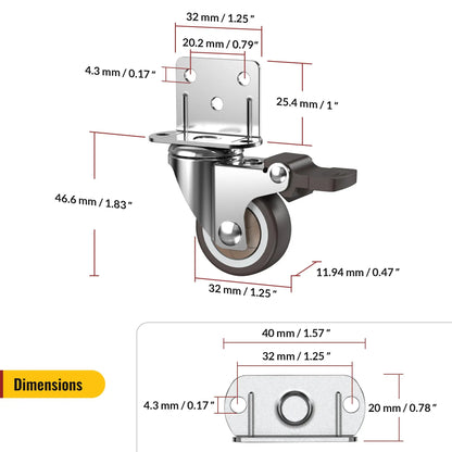 1.25 in L-Shaped Casters