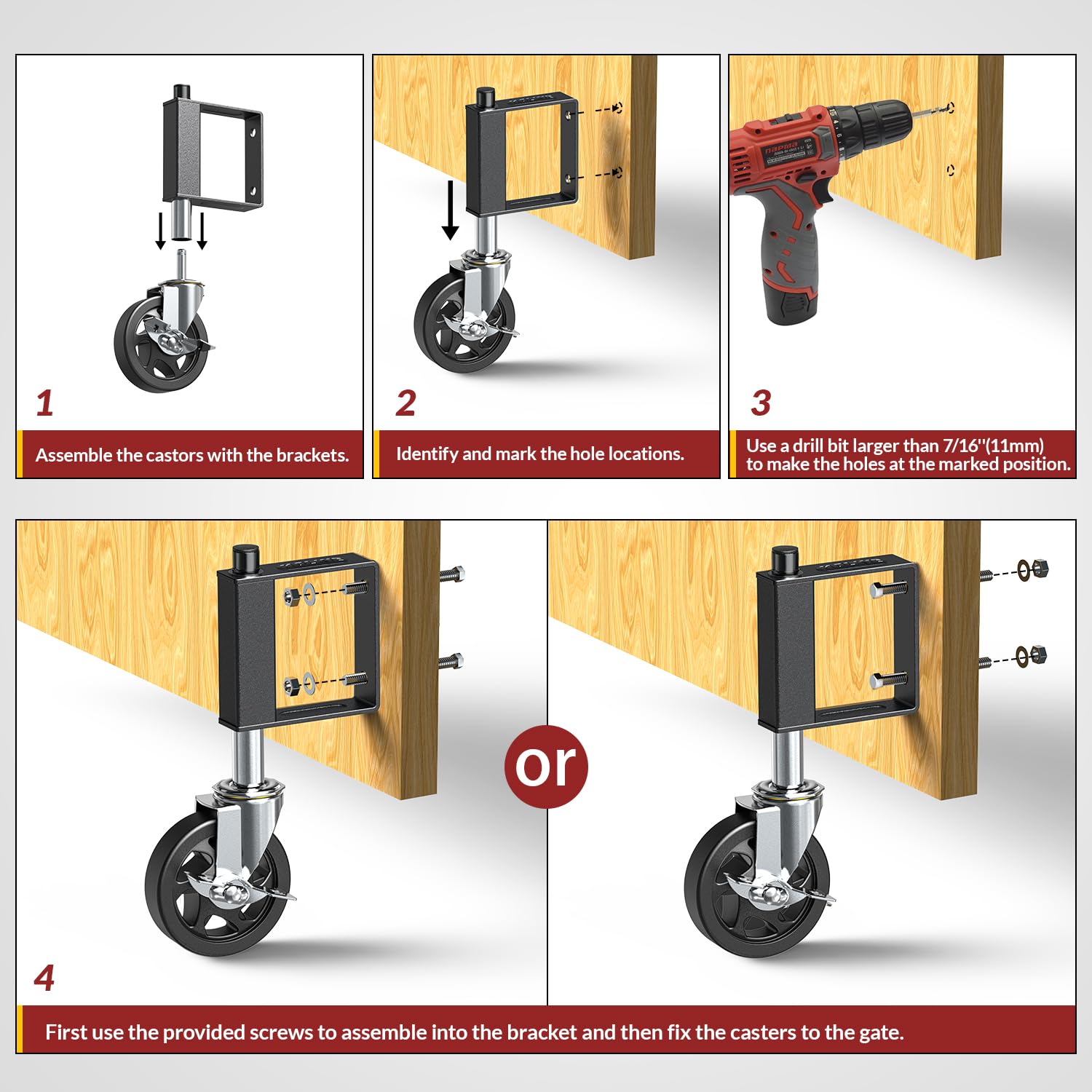 4 in Heavy Duty Gate Wheel with Built-in Spring Loaded