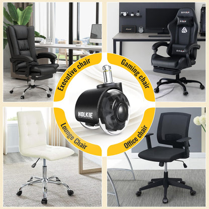 dual rubber office caster wheel compatible with a variety chair, executive chair, gaming chair, lounge chair, office chair - Holkie