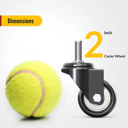 2 in Stem Casters Black without brake 3/8" -16 x 1"