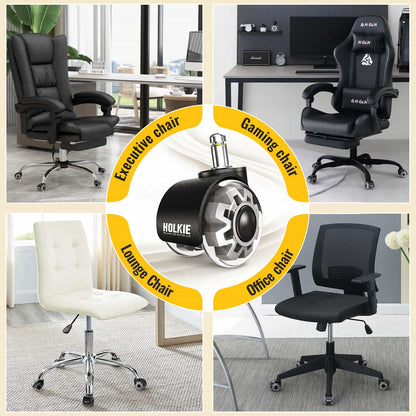 Grey dual rubber office caster wheel compatible with a variety chair, executive chair, gaming chair, lounge chair, office chair - Holkie