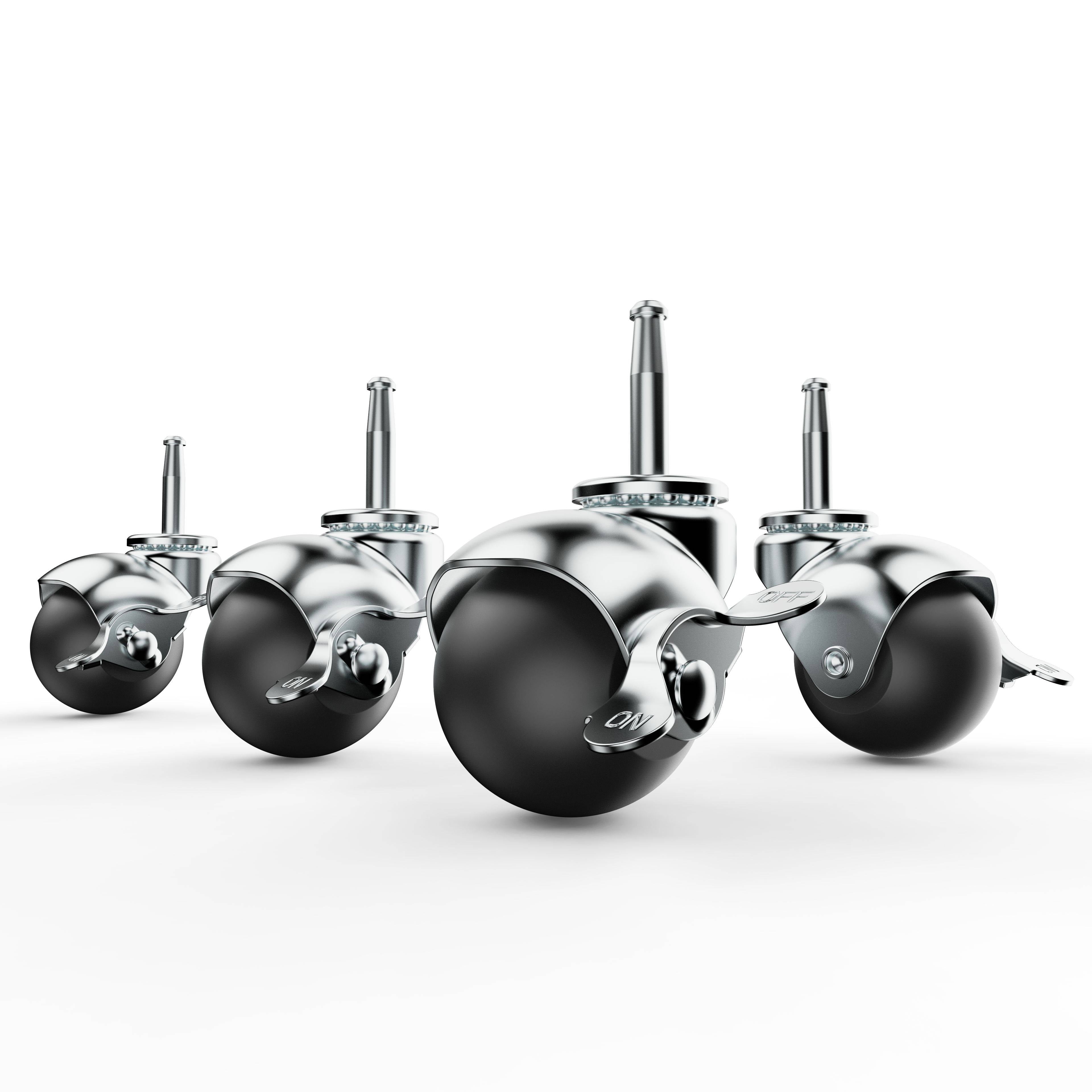 2 in Ball Stem Casters Grey with Brake 5/16" x 1-1/2"