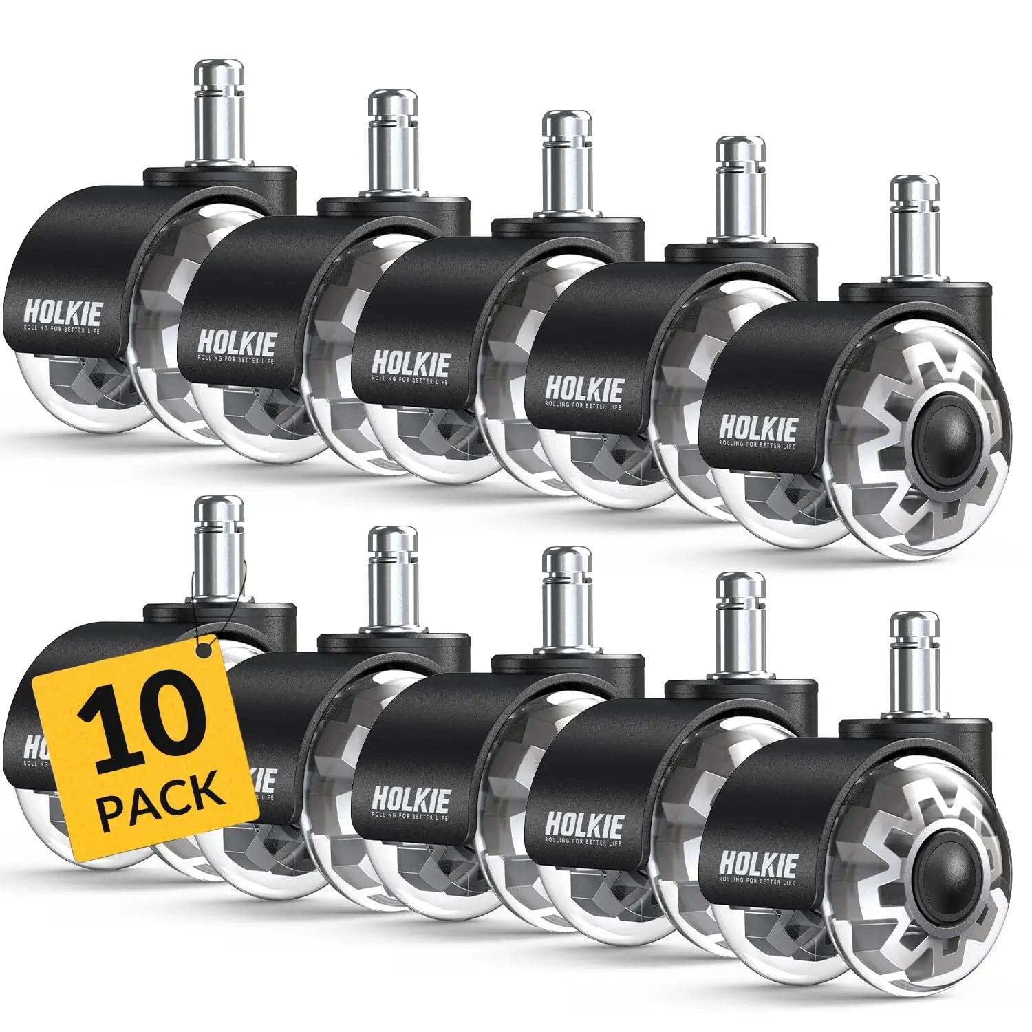 Gery Office Chair Wheels Dual Rubber Casters 11x22mm (Set of 10)