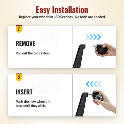 The caster of installation method, remove the old office caster, insert the new office caster grey - Holkie