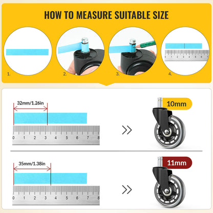 Measure method of the office chair caster wheel - Holkie