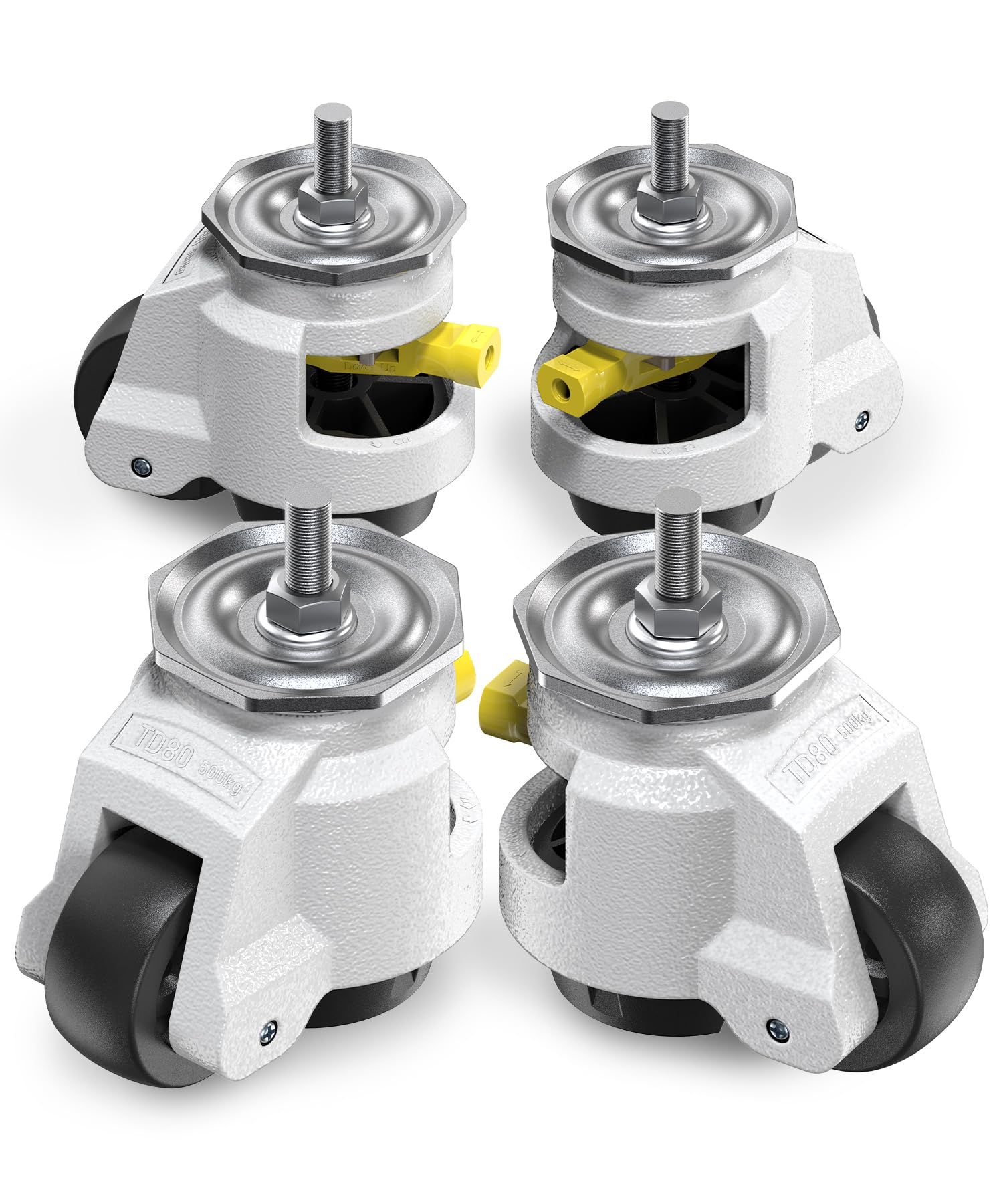 TD80 Leveling Casters with Threaded Stem 2,600lb Capacity for